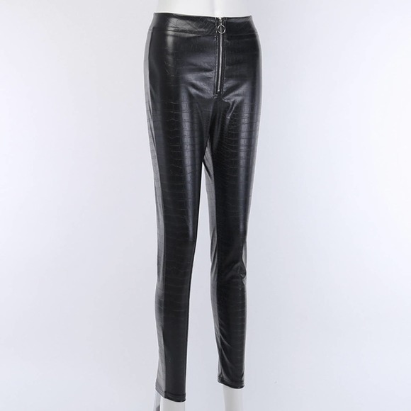 Elastic Waist Tie Zipper Casual Skinny Pants - Picture 7 of 11
